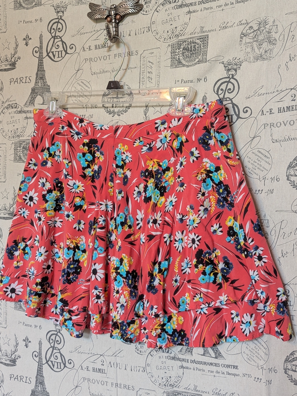 Nanette Lepore Coral Floral Skater Skirt - Size L